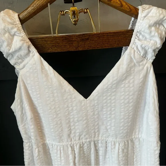 Old Navy Womens Cottagecore Tiered Seersucker All Day Midi‎ Dress Size S White - Picture 7 of 15